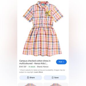 Kenzo Multicolor Plaid Cotton Shirt Dress with Patch